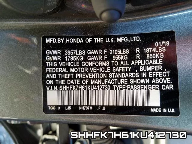 SHHFK7H61KU412730 фото 2