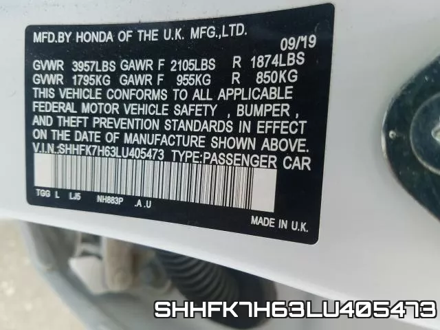 SHHFK7H63LU405473 фото 2
