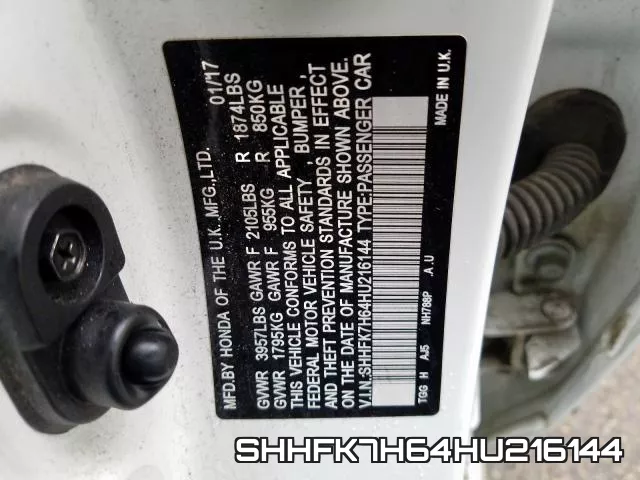 SHHFK7H64HU216144 фото 2
