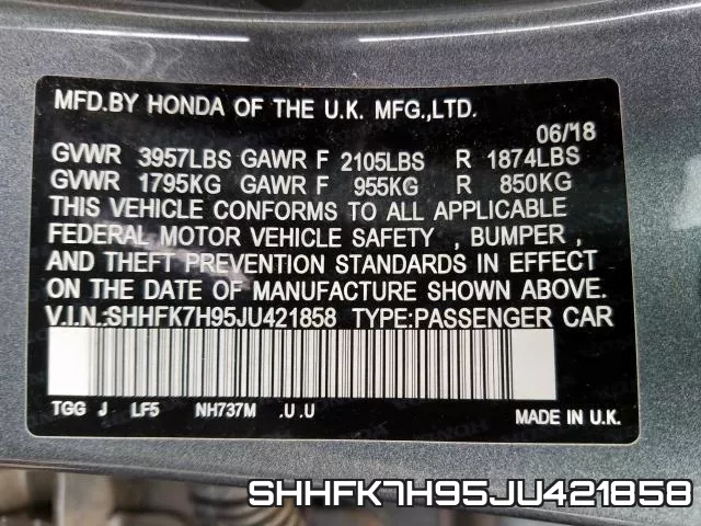 SHHFK7H95JU421858 фото 2