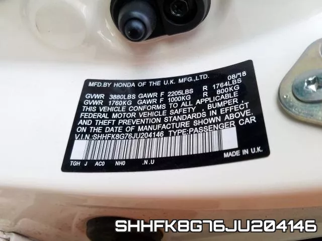 SHHFK8G76JU204146 фото 2