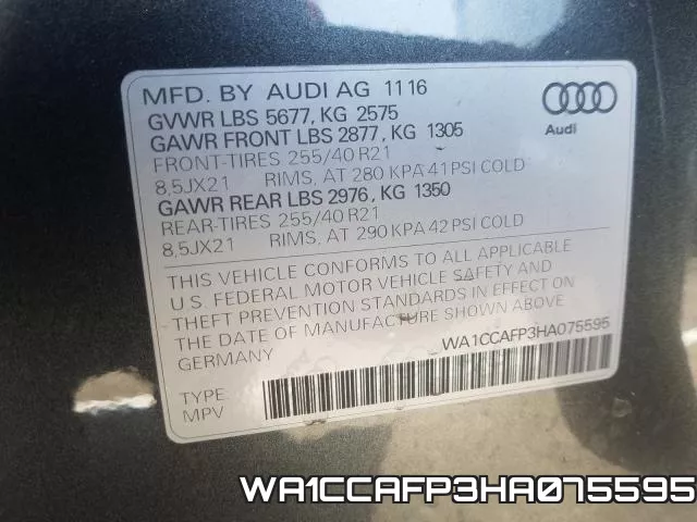 WA1CCAFP3HA075595 фото 2