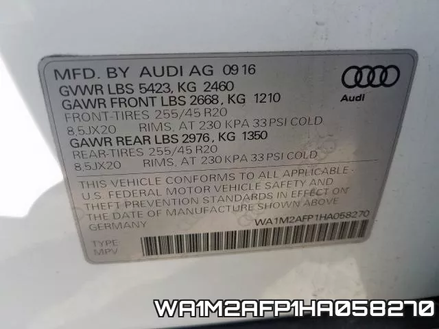 WA1M2AFP1HA058270 фото 2