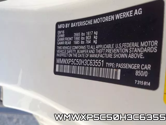WMWXP5C50H3C63551 фото 2
