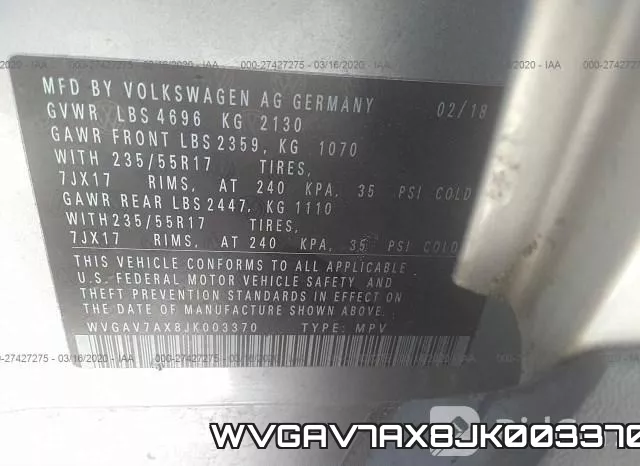 WVGAV7AX8JK003370 фото 10