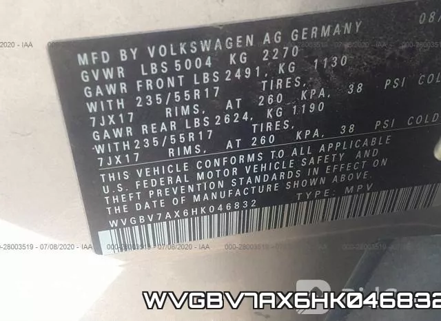 WVGBV7AX6HK046832 фото 10