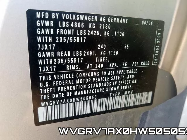 WVGRV7AX0HW505053 фото 2
