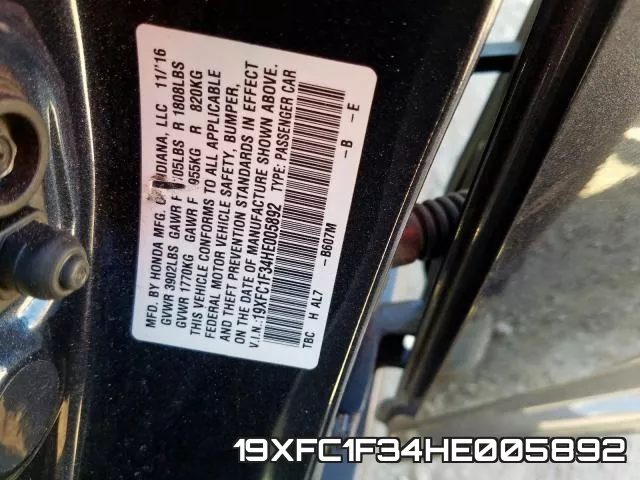 19XFC1F34HE005892 фото 2