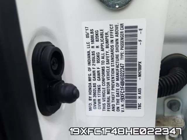 19XFC1F48HE022347 фото 2