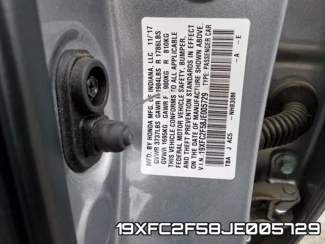 19XFC2F58JE005729 фото 2