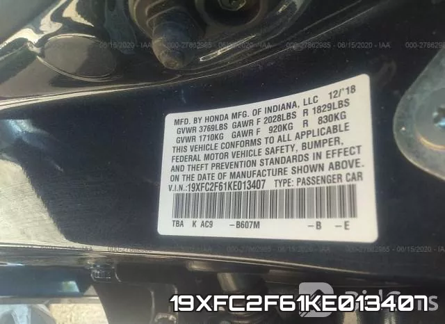 19XFC2F61KE013407 фото 10