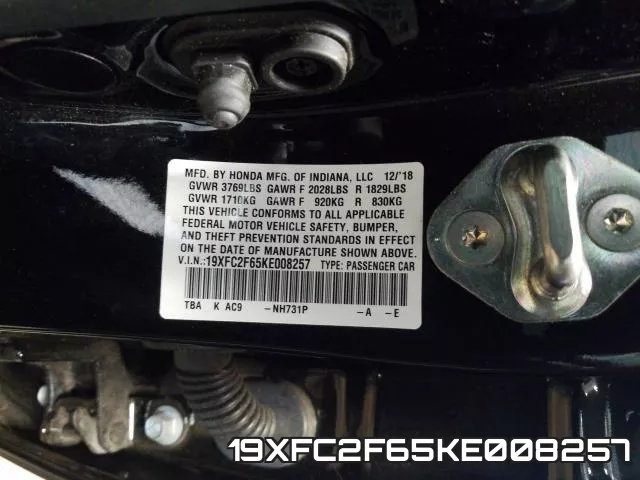 19XFC2F65KE008257 фото 2