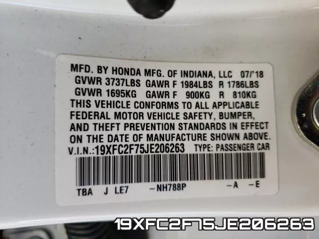 19XFC2F75JE206263 фото 2