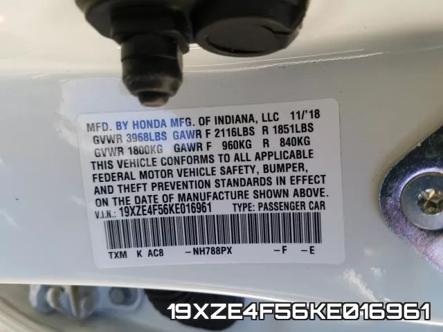 19XZE4F56KE016961 фото 2