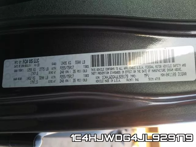 1C4HJWDG4JL929179 фото 2