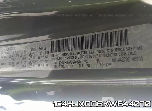 1C4HJXDG6KW644070 фото 10