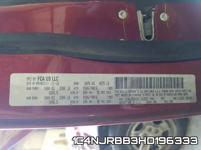 1C4NJRBB3HD196333 фото 2