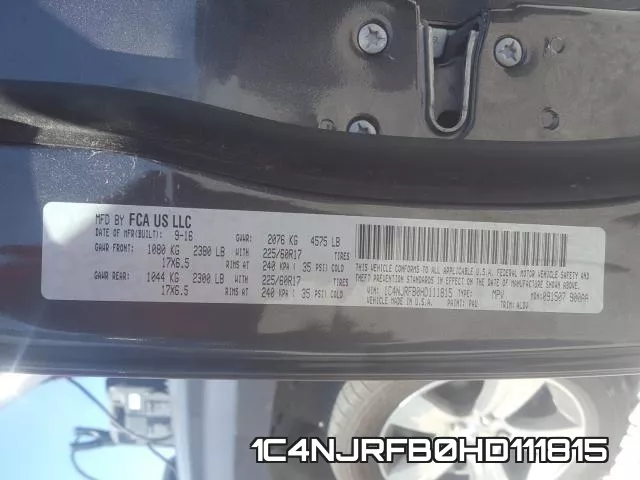 1C4NJRFB0HD111815 фото 2