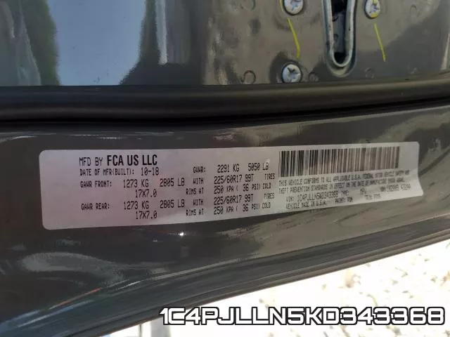 1C4PJLLN5KD343368 фото 2