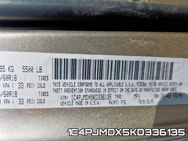 1C4PJMDX5KD336135 фото 2