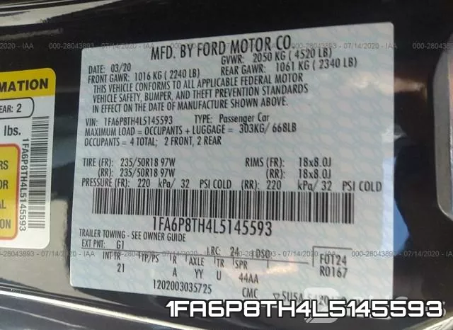 1FA6P8TH4L5145593 фото 10