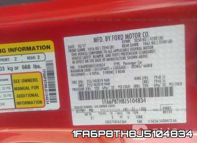 1FA6P8TH8J5104834 фото 10