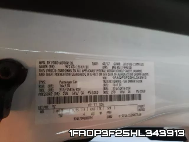 1FADP3F25HL343913 фото 2