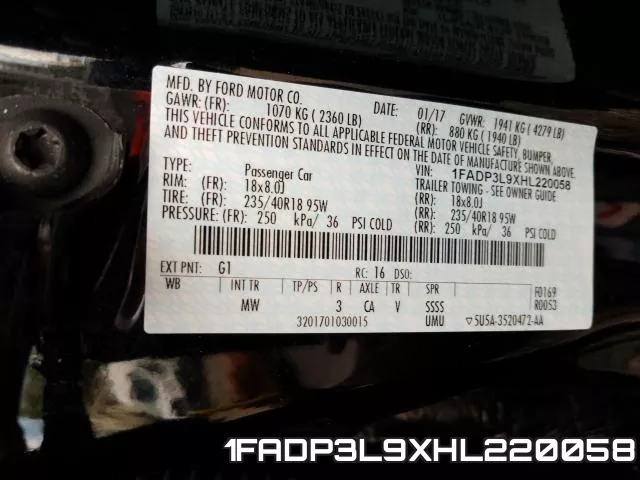 1FADP3L9XHL220058 фото 2