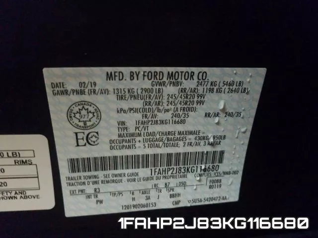 1FAHP2J83KG116680 фото 2