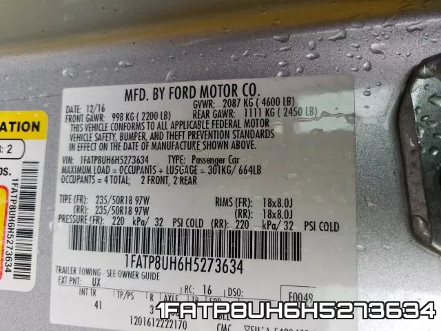 1FATP8UH6H5273634 фото 2