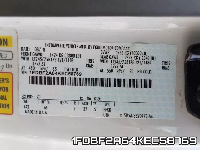 1FDBF2A64KEC58769 фото 2