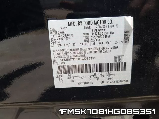 1FM5K7D81HGD85351 фото 2