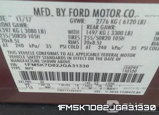 1FM5K7D82JGA31330 фото 10