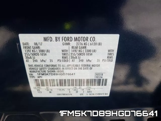 1FM5K7D89HGD76641 фото 2