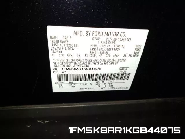 1FM5K8AR1KGB44075 фото 2