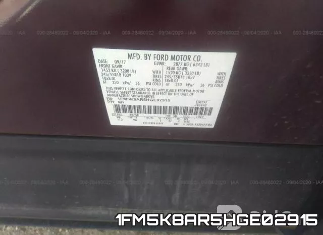 1FM5K8AR5HGE02915 фото 10