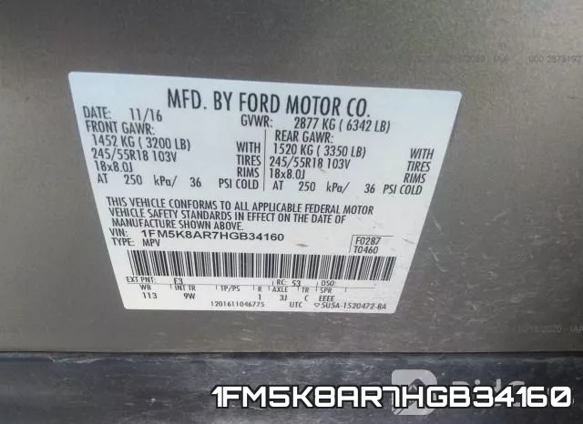 1FM5K8AR7HGB34160 фото 10