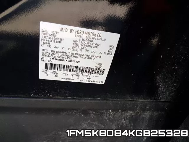 1FM5K8D84KGB25328 фото 2