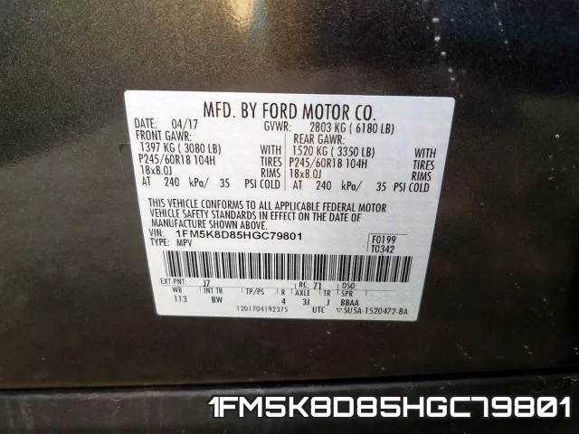 1FM5K8D85HGC79801 фото 2