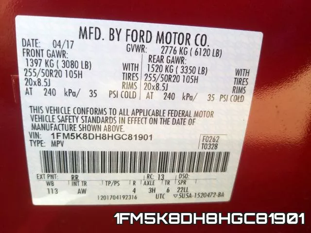 1FM5K8DH8HGC81901 фото 2