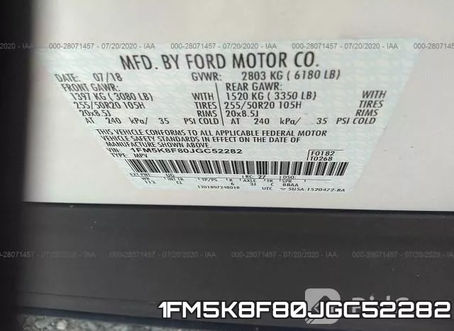 1FM5K8F80JGC52282 фото 10