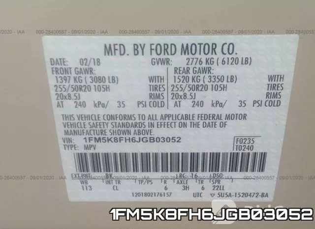 1FM5K8FH6JGB03052 фото 10