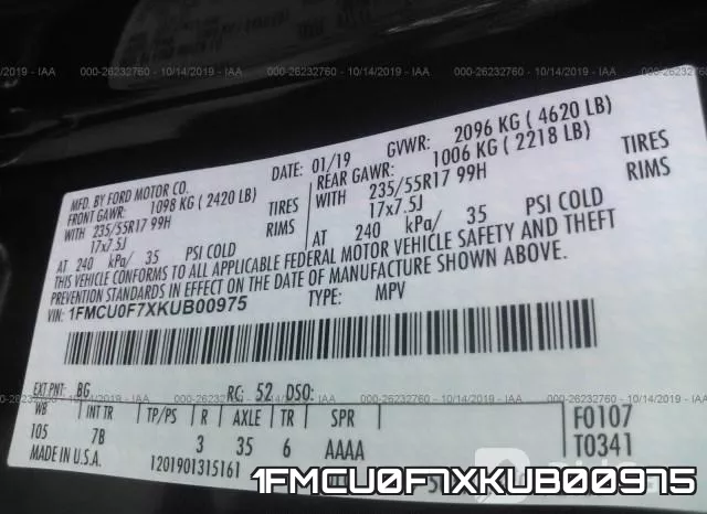 1FMCU0F7XKUB00975 фото 10