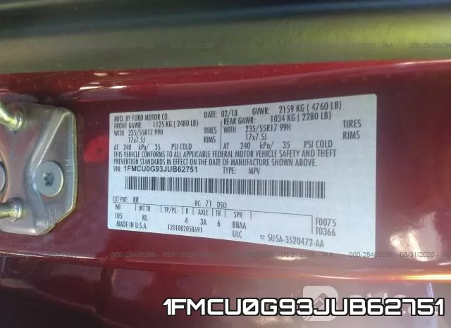 1FMCU0G93JUB62751 фото 10