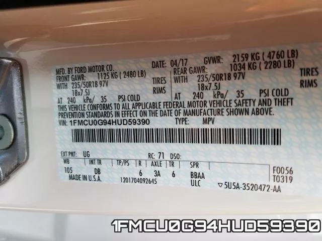 1FMCU0G94HUD59390 фото 2