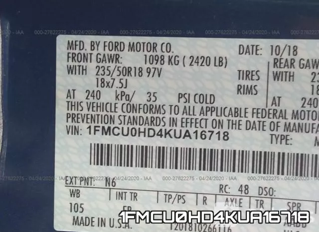 1FMCU0HD4KUA16718 фото 10