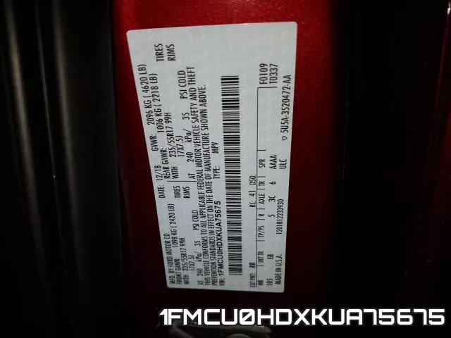 1FMCU0HDXKUA75675 фото 2