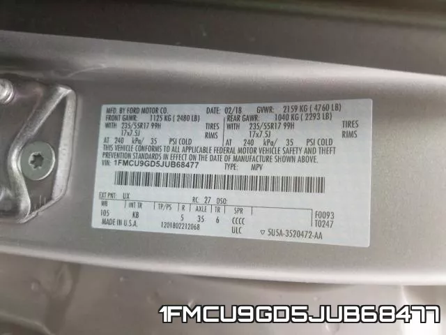 1FMCU9GD5JUB68477 фото 2