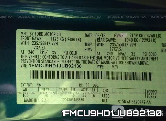 1FMCU9HD1JUB92130 фото 10
