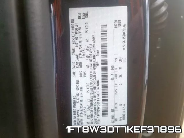 1FT8W3DT7KEF37896 фото 2